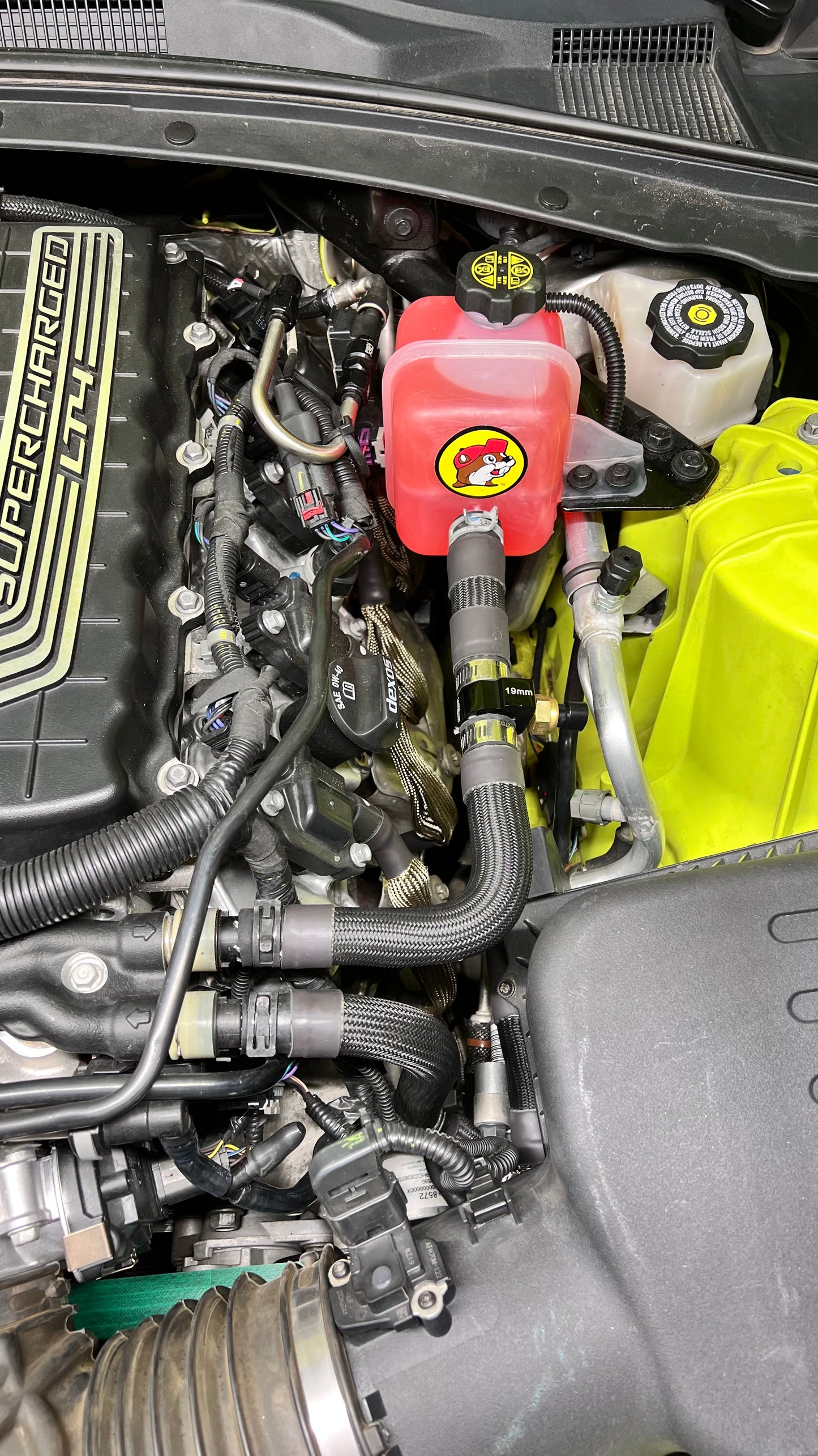 LT4 Supercharger Expansion Tank with 5psi cap & mounting bracket